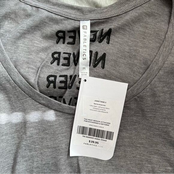 Fabletics Heather Grey “Never Settle” Janis Muscle Tank  Top - Picture 8 of 9